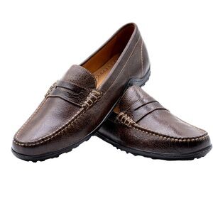 10 Martin Dingman Men's Leather Penny Loafer Walnut Water Buffalo Leather